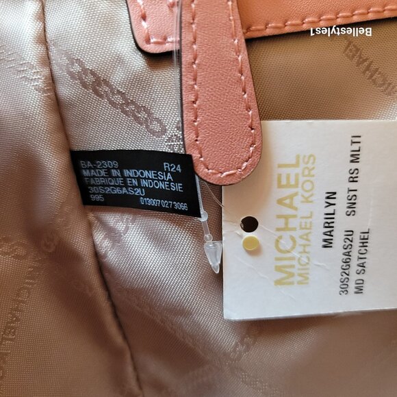 MICHAEL KORS Marilyn Medium Signature Logo Satchel-Sunrise Rose Multi ⭐ - Picture 15 of 16